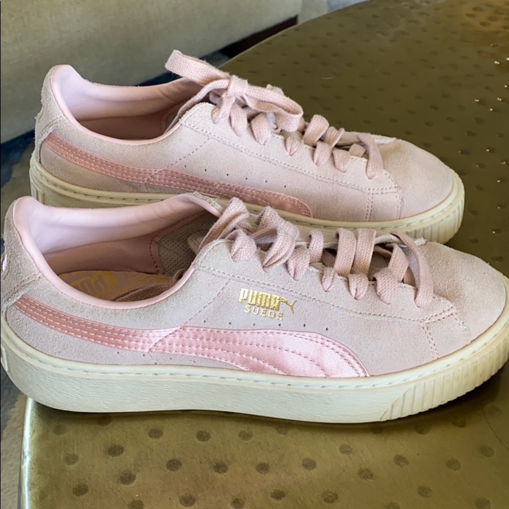 Puma Platform Sneakers Suede Like Pink Women’s 7